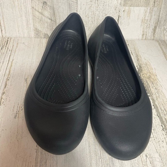Crocs At Work Iconic Ballet Flat Slip Resistant Black Size 10 Like New Comfort - Picture 1 of 9